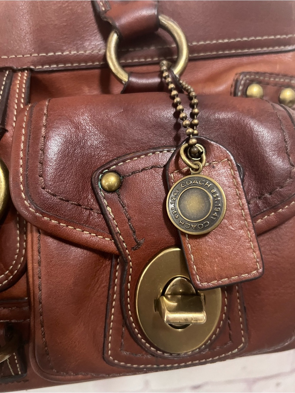 COACH Legacy 65th Anniversary Mandy Satchel Whiskey Cognac Leather Bag 11130 - Picture 2 of 16